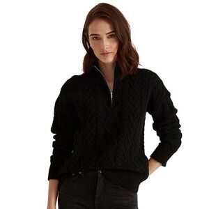 Ralph Lauren Cable-Knit Cashmere Blend Half-Zip Sweater - Size XS